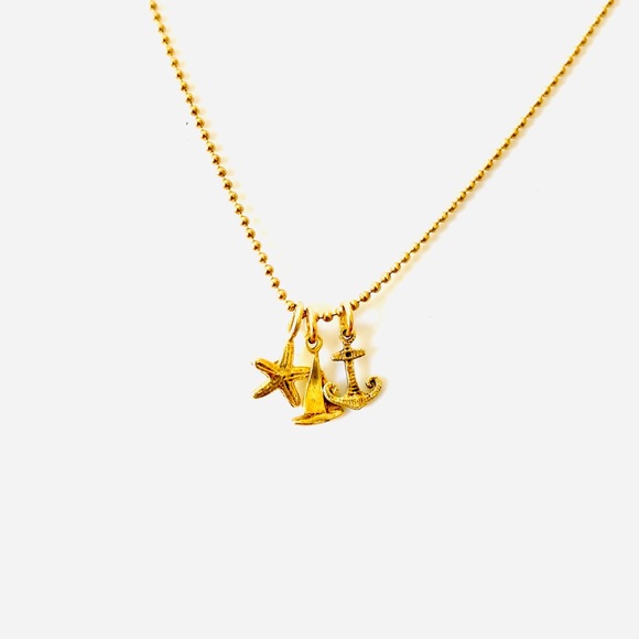 Anchor Sailboat Starfish Necklace Catherine Weitzman Gold Vermeil - Picture 2 of 4